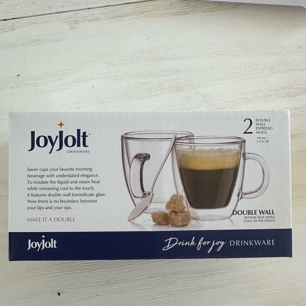 JoyJolt Double Wall Espresso Mugs - Clear